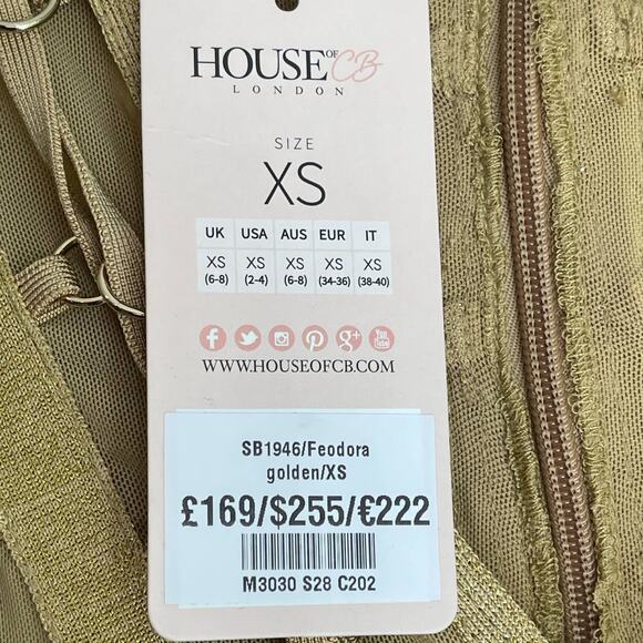 House of CB London Bandage Chain Dress Feodora Long Sleeve In Golden Size XS NWT - Picture 8 of 10